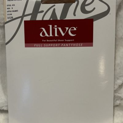 HANES ALIVE FULL SUPPORT PANTYHOSE 810, SIZE B CONTROL TOP NOT MADE ANYMORE NEW